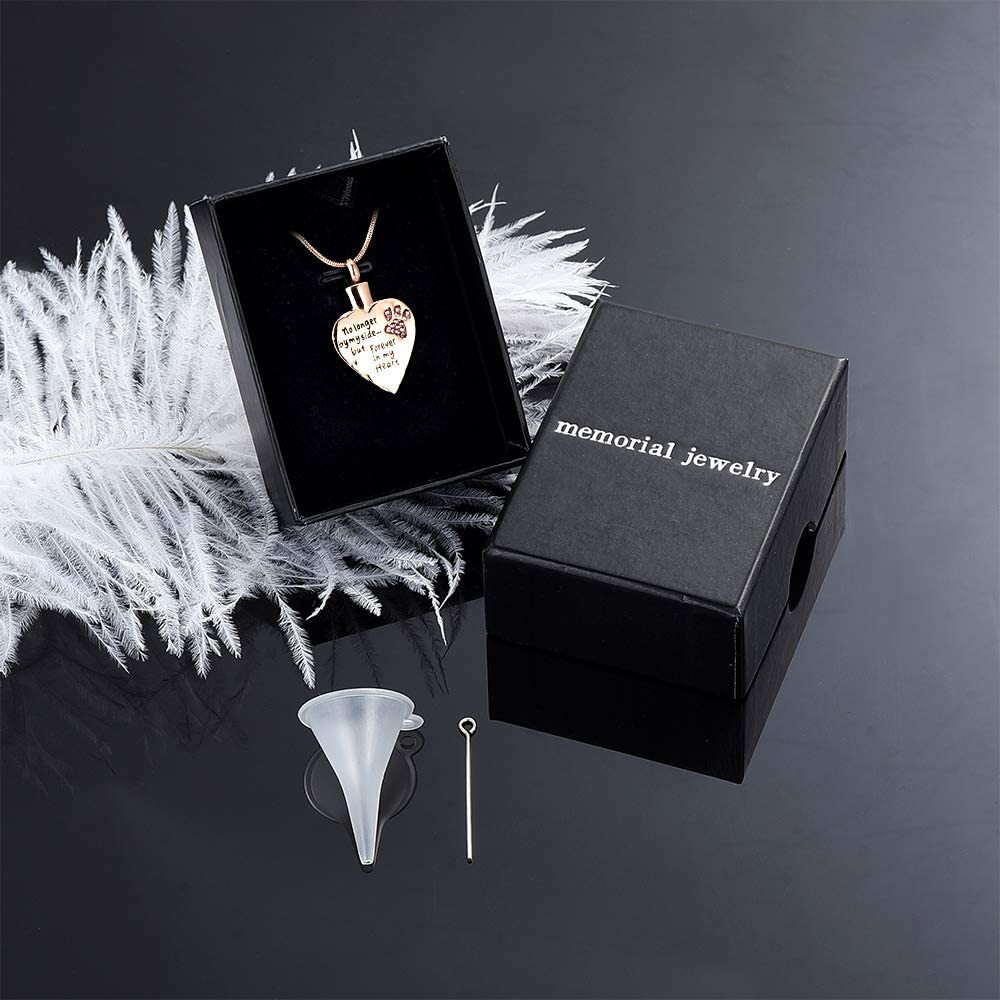 Pet Love Memorial Pendant Chain Dog Paw/ Cat Paw Carved Locket Cremation Jewelry