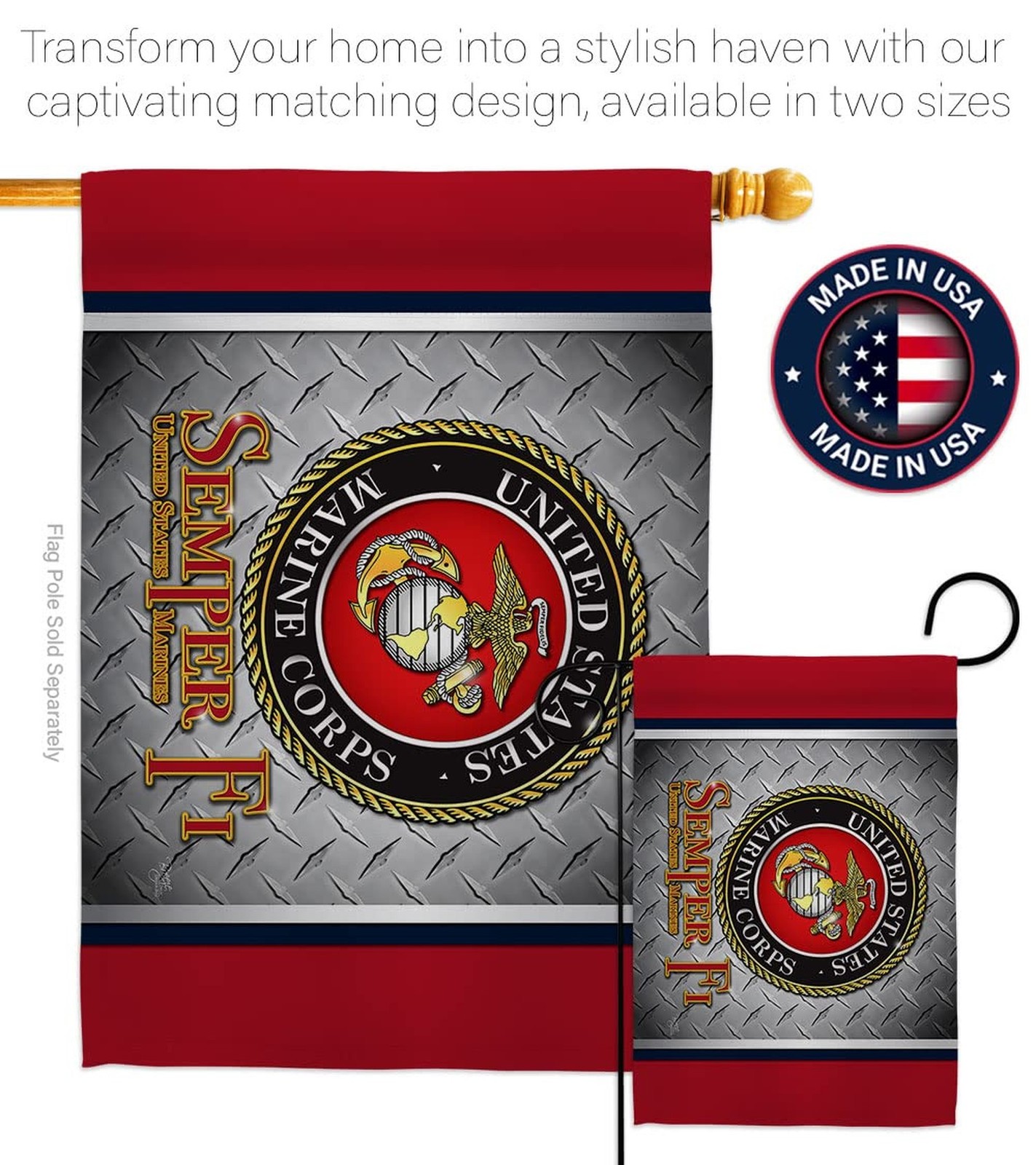Semper Fi Memorial Day Gift Home Decor Banner Room Wall Patio Lawn Garden Fla…