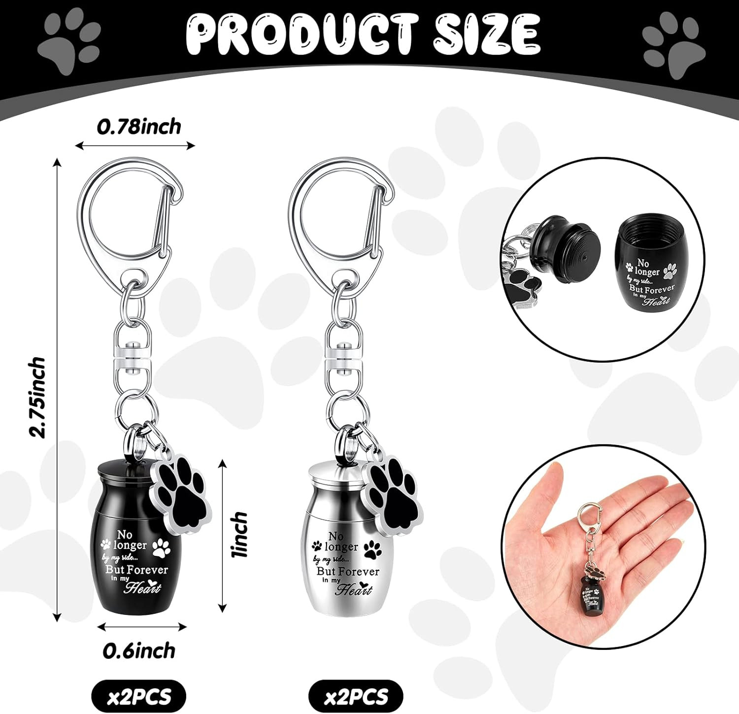 4 Pcs Pet Urns Keychain Pet Ashes Keychain Dogs Keepsake Cremation Jewelry Stain