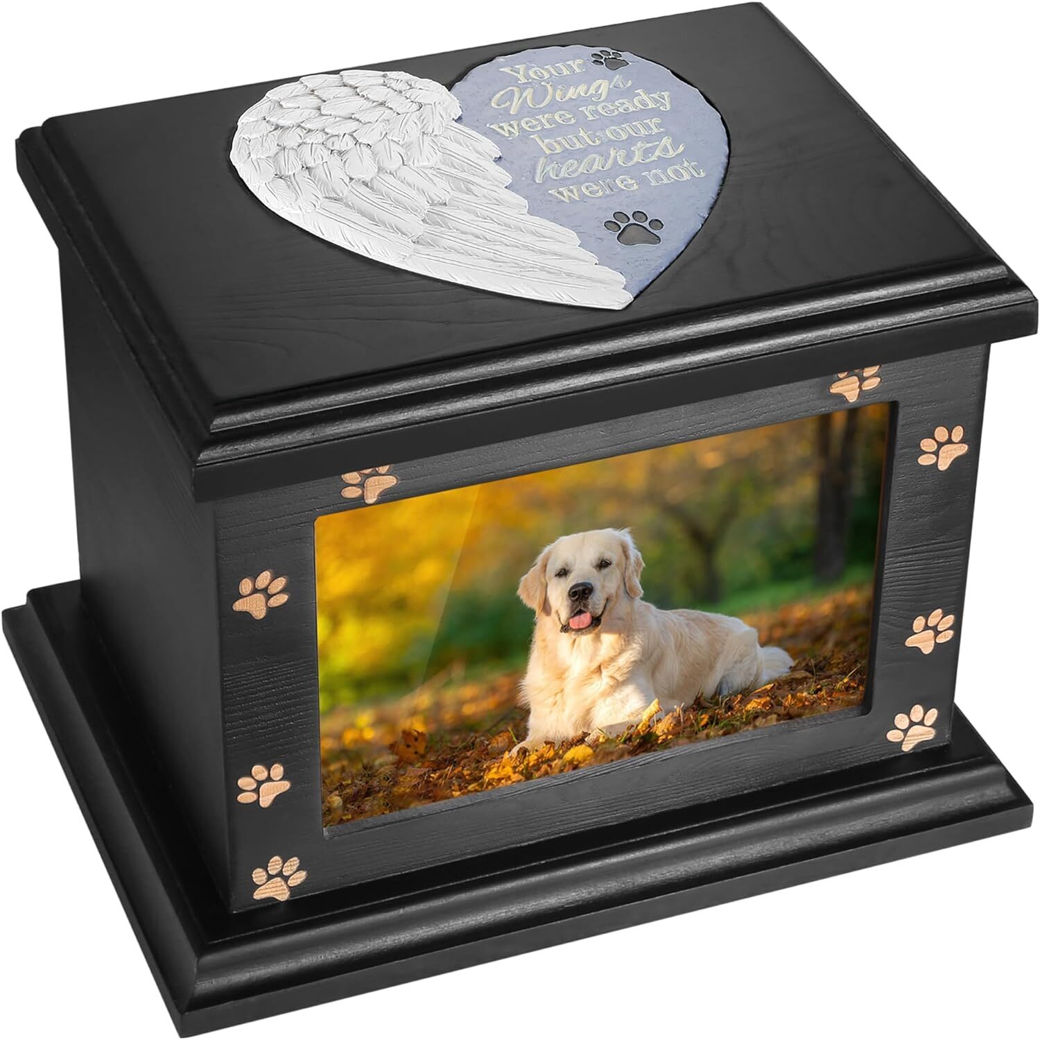 Pet Memorial Urns For Dogs Or Cats Ashes, Large Wooden Funeral Pets Memorial Urn