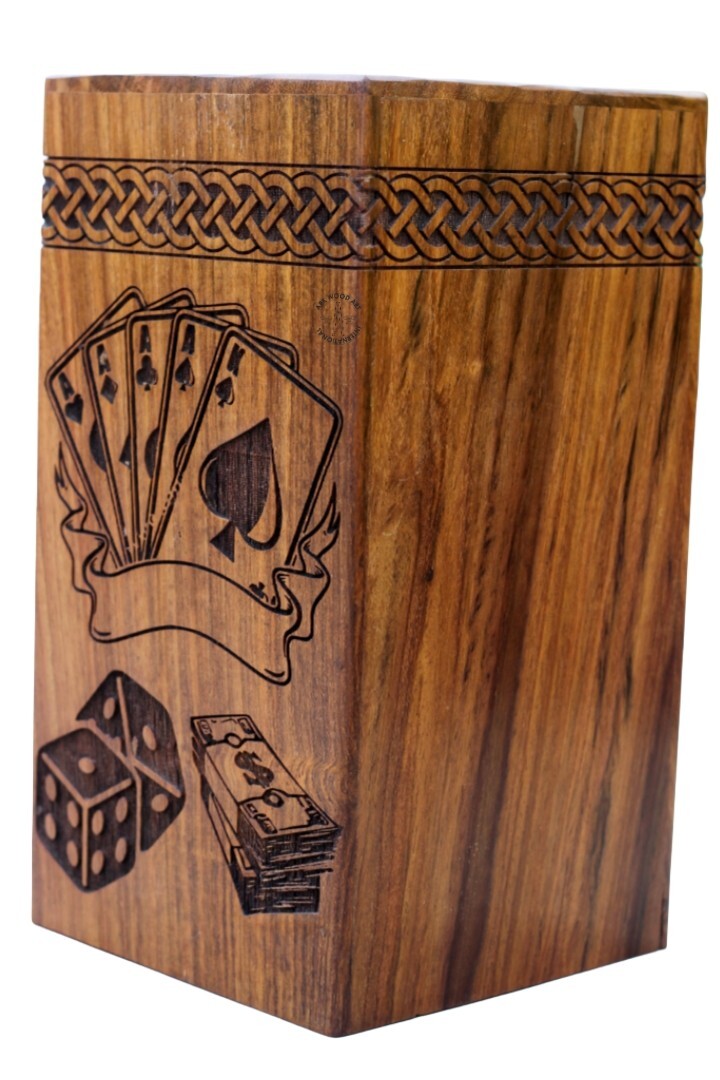 Casino Playing Card with Rolling Dice Wooden Urns box for Human Ash Male female