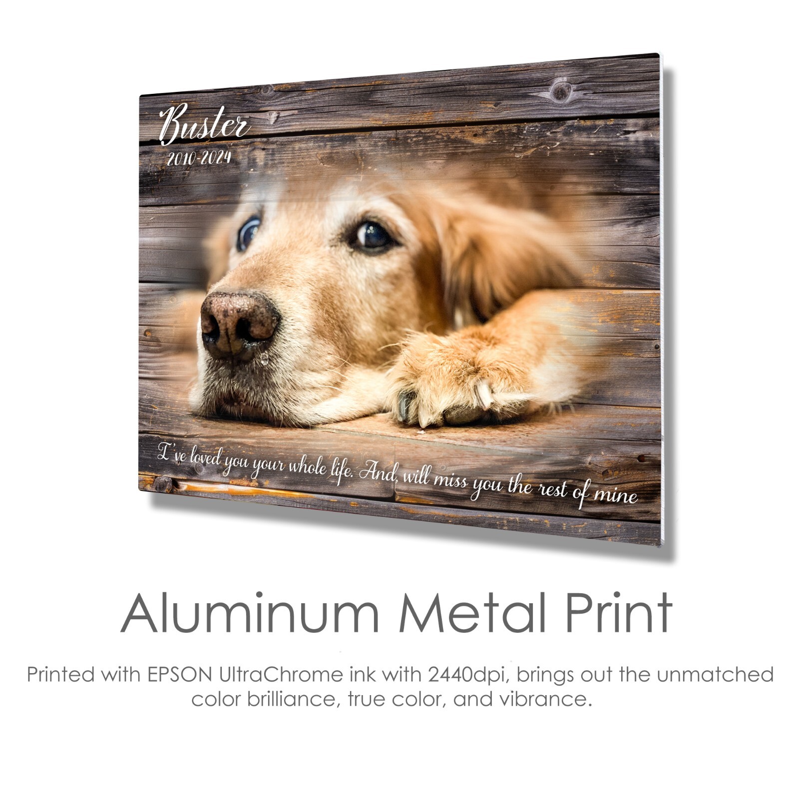 Personalized Pet Memorial Gift with Photo of your Dog Custom Metal Print