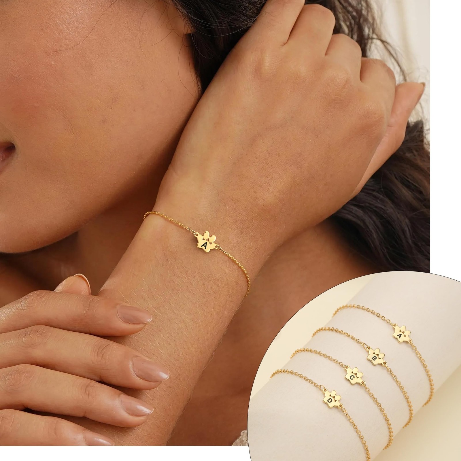 Dog Easter Mom Gifts for Dog Lover Initial Bracelet for Women with Heart Adju…