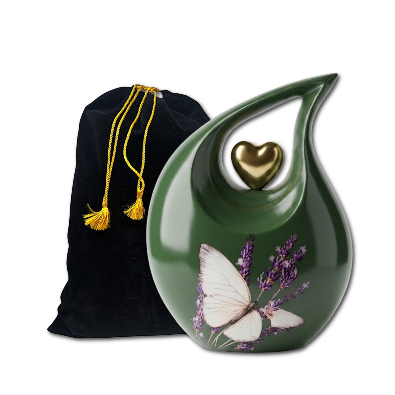 Green Teardrop Cremation Urn Adult Human Ashes 200 Cu In Memorial Female Earns