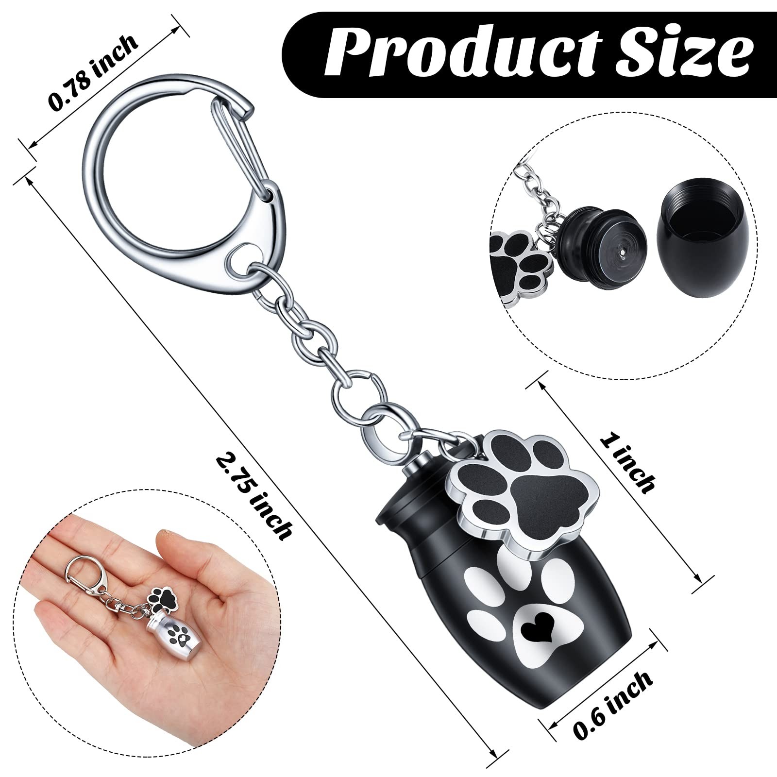 Tudomro 2 Pcs Pet Dog Urns Keychain for Ashes with 2 Storage Bags Cute Style