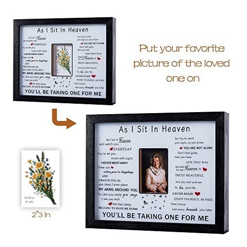 Sympathy Gift 8″ x 10″ LED Memorial Shadow Box As I Sit In Heaven Black