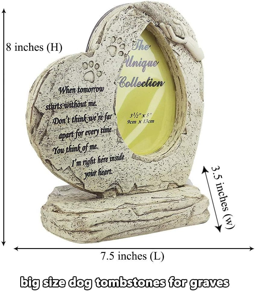 Heart Shaped Pet Memorial Stones for Dogs, Pet Dog Headstones Grave Stones with