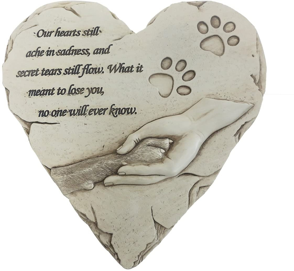 Heart Shaped Pet Memorial Stone Grave Marker for Dog or Cat, Pet Dog Garden Ston