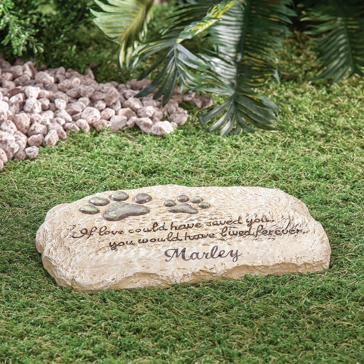 Pet Memorial Cemetery Stepping Stone PERSONALIZED Dog Cat Paw Print Grave Marker