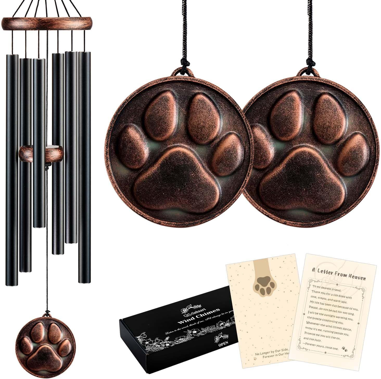 Dog Memorial Gifts for Loss of Dog, 32″ Pet Memorial Vintage Wind Chimes with Em