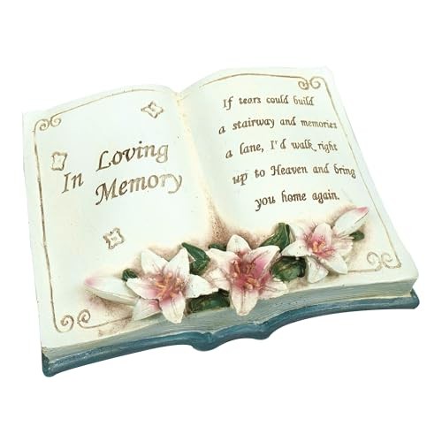 Resin Memorial Book, Book-Shaped Garden Stone, Outdoor Decor, in Loving Memory