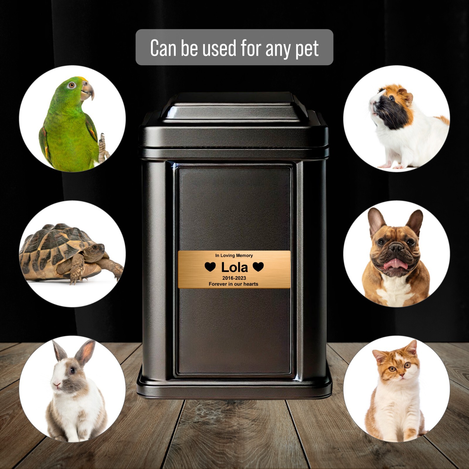 Custom Pet Memorial Urn Nameplate, Personalized Funerary Plaque for Dog Ashes
