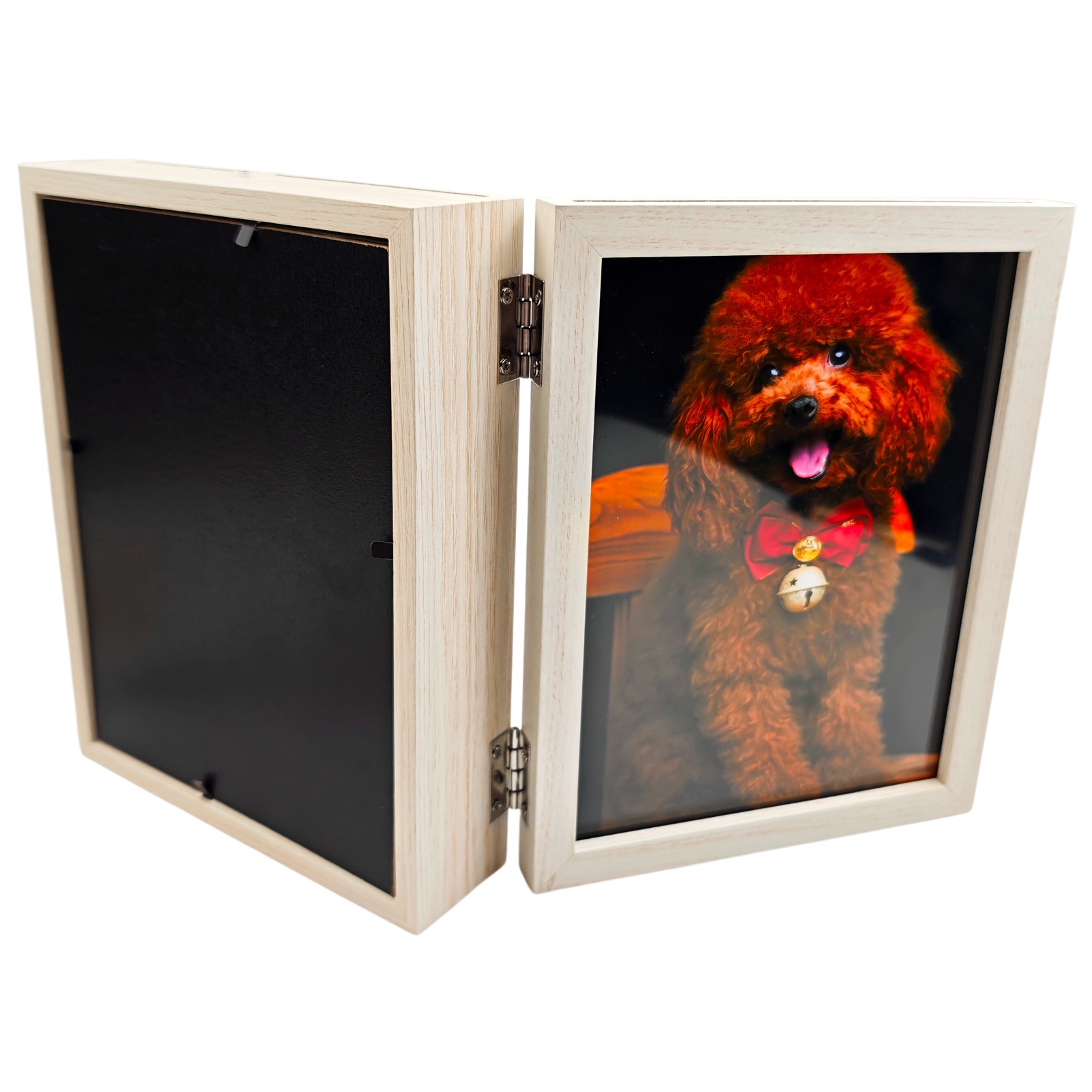 Pet Memorial Box-3 Photos & Paw Print Display with 180° Hinges for Dogs&Cats 5×7