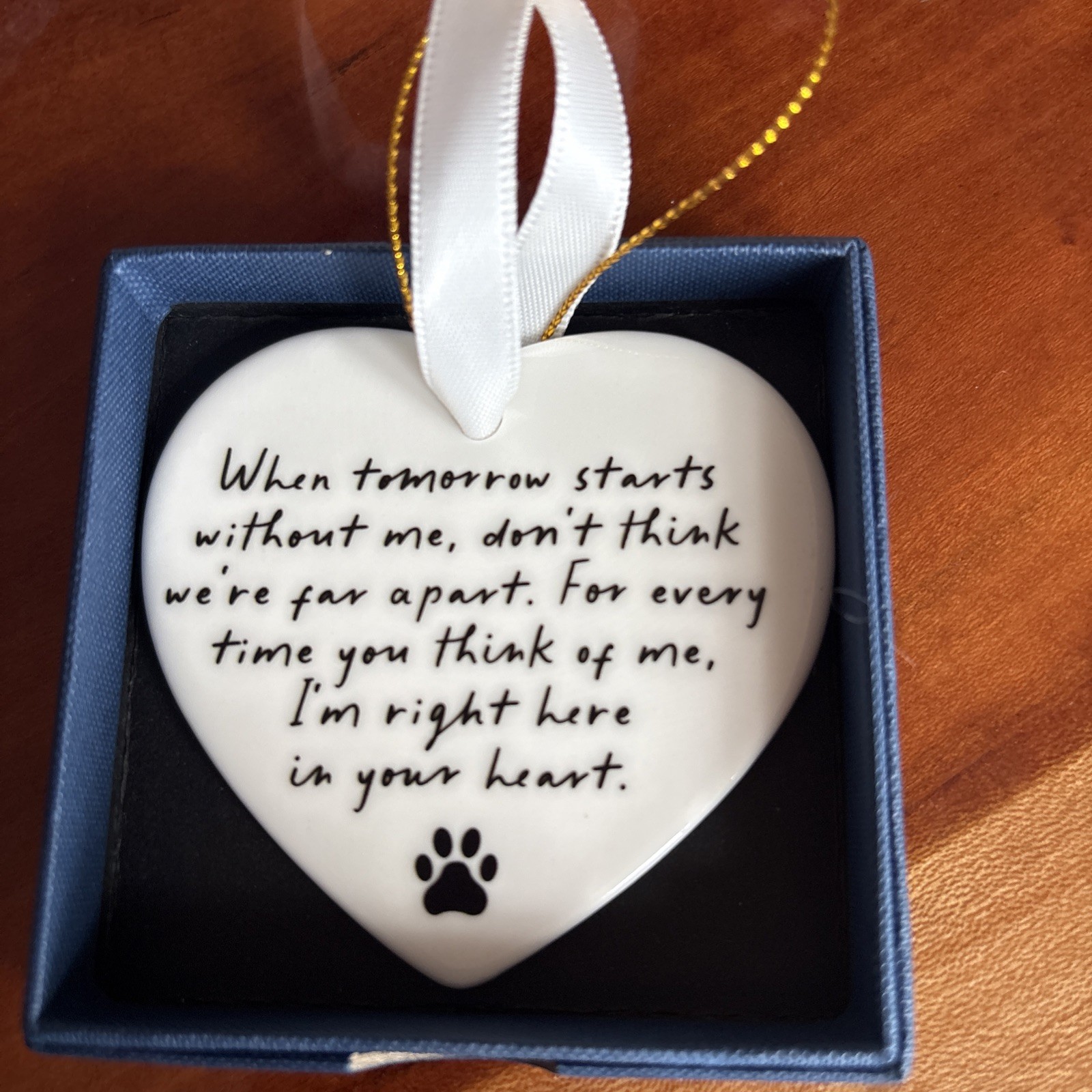Ceramic Heart Ornament Pet Memorial for Dog or Cat NIB