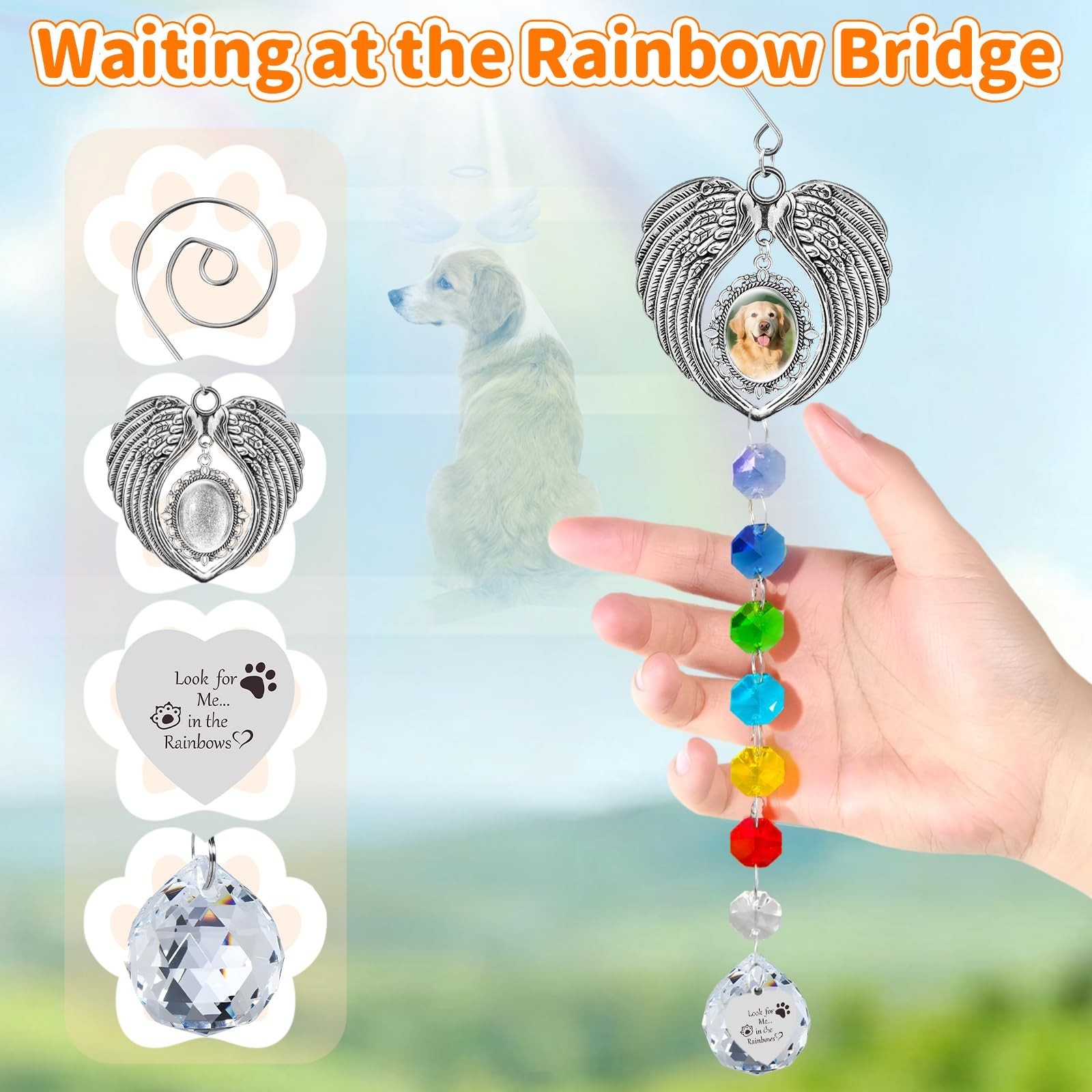 Pet Memorial Gifts for Dogs, Pet Memorial Suncatcher for Loss of Dog Cats Pas…