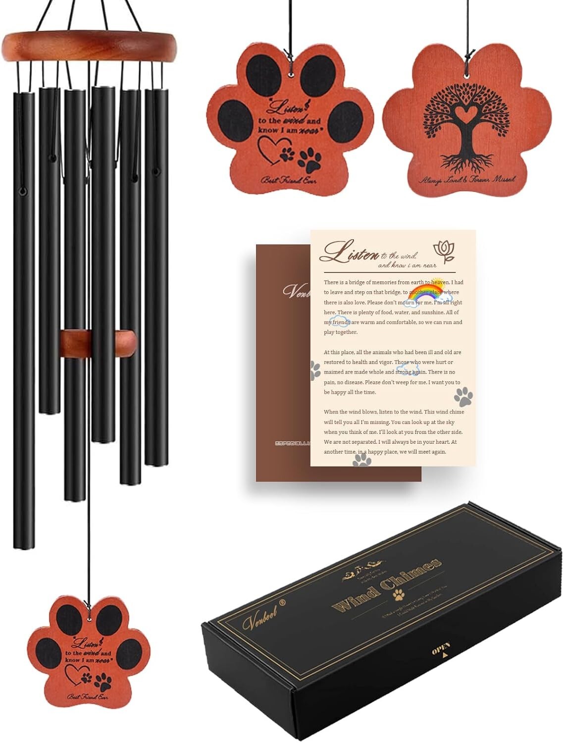 Hand-Tuned Pet Memorial Wind Chime – Comforting Gift for Dog Lovers and Grievers