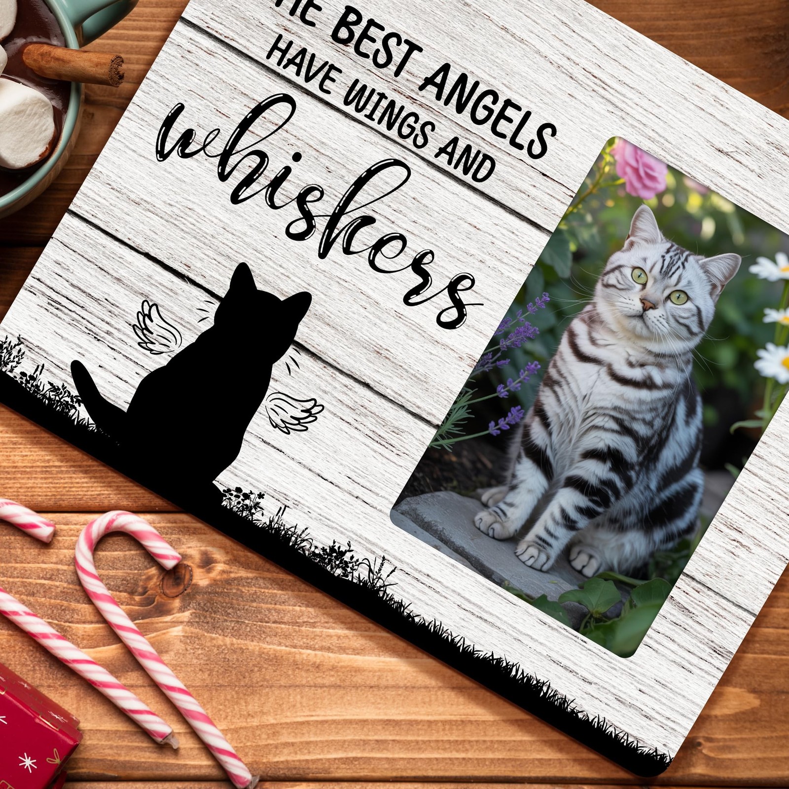 Cat Memorial Gifts for Loss of Cat, Pet Sympathy Gift Wooden Picture Frames, …