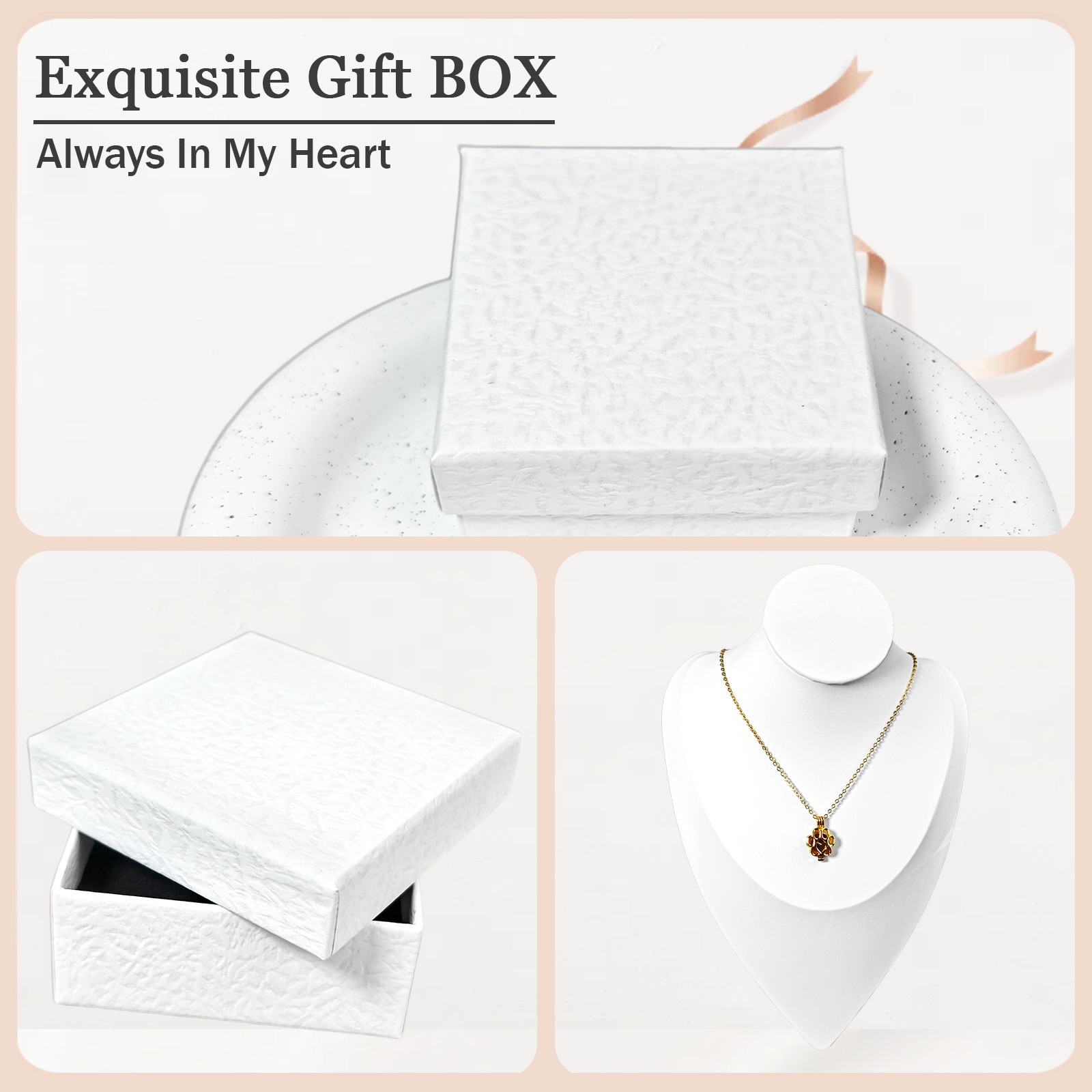 Gold Paw Print Heart Pet Ashes Memorial Necklace with Inner Box Fit For Dog&Cat