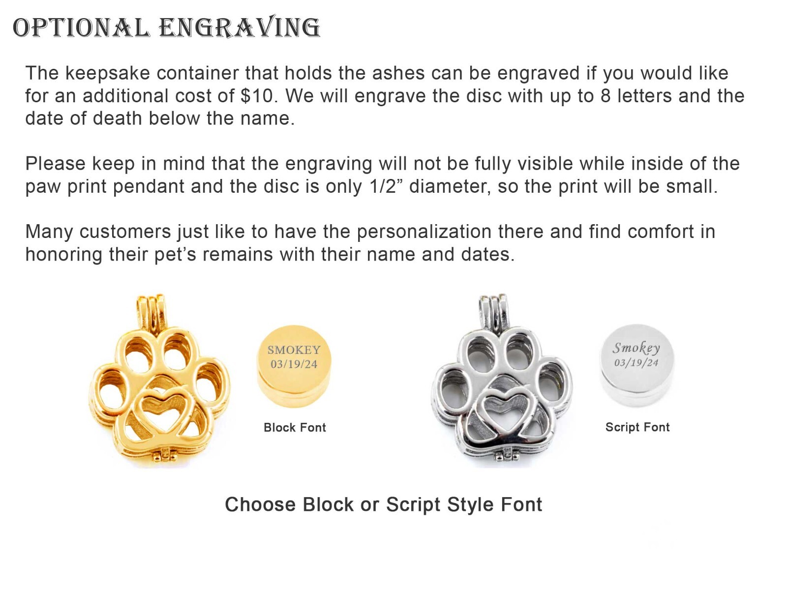Paw Print On My Heart Keepsake Urn Interchangeable Necklace or Key Ring, Engrave