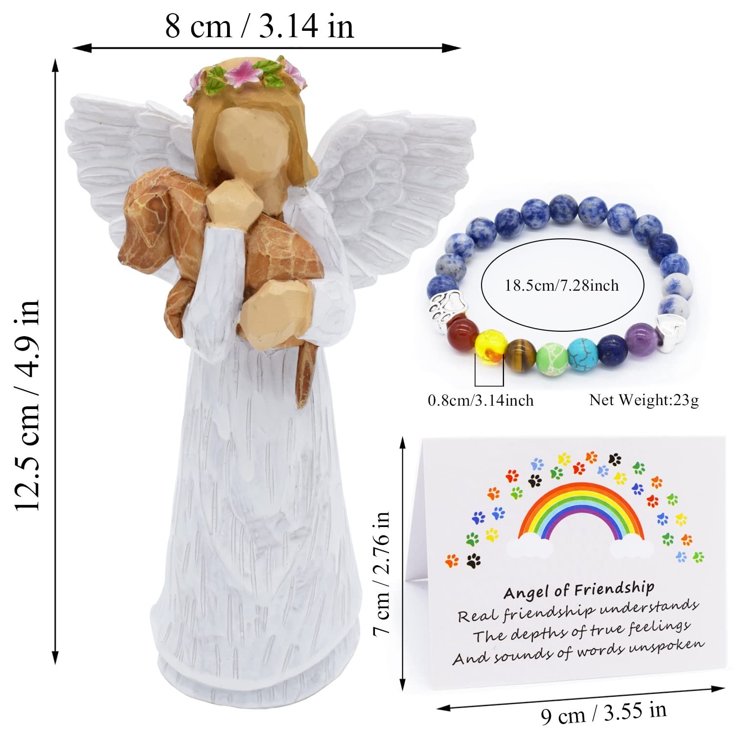Anrkets Angel of Friendship Pet Memorial Gift – Dog Remembrance Angel Figu