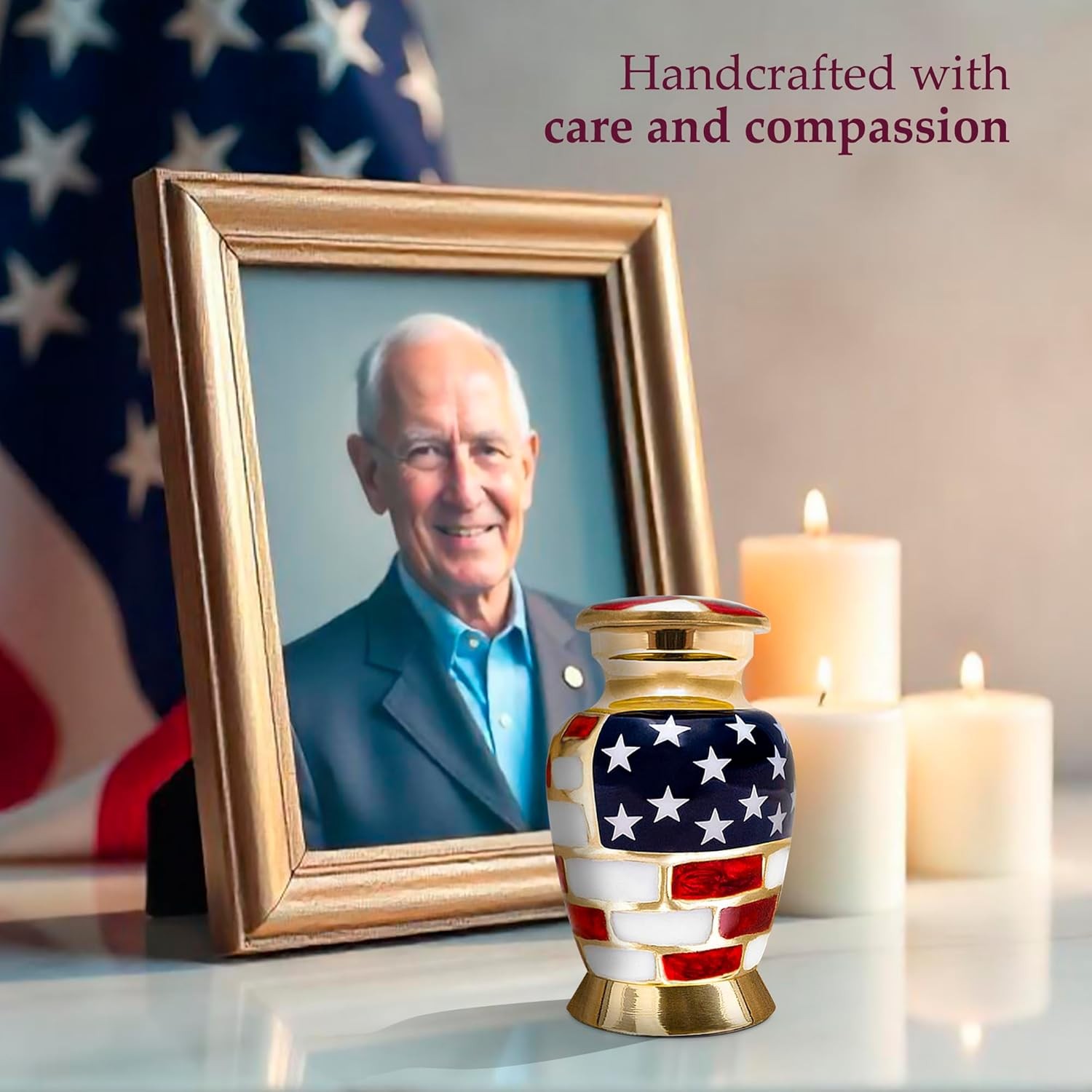 Trupoint Memorials Small Urns for Human Ashes Keepsake, Military and Patriotic