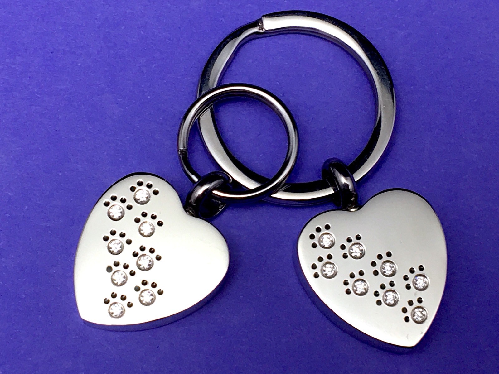Pet Cremation Pendant Urn Keychain 1″ Key Ring for Ashes Dog Cat Paw Print Heart