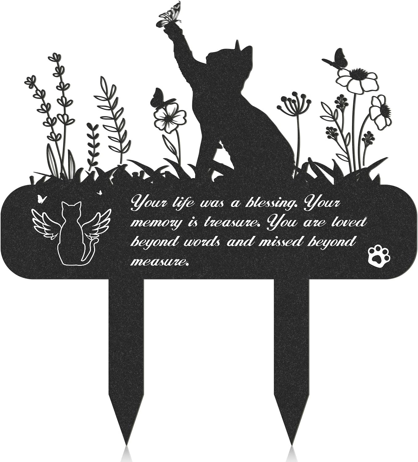 Rngmsi Pet Grave Markers – Metal Cat Memorial Plaque, Waterproof Cemetery Stakes