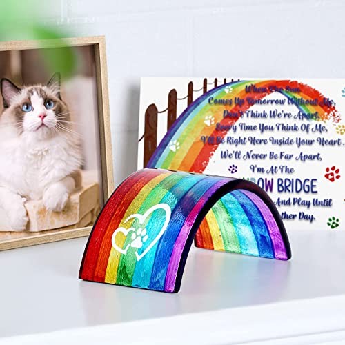Huray Rayho Rainbow Bridge Fused Glass 3D Colorful Memorial Gift for Pet Lover