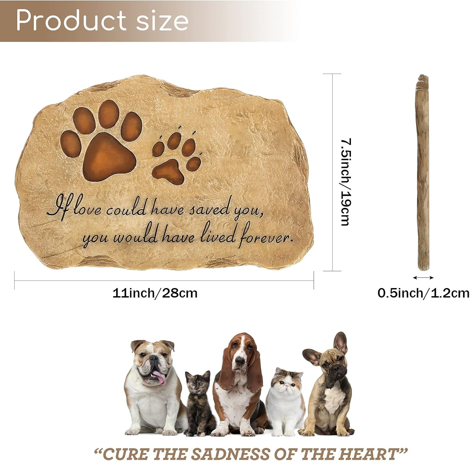 Dog Memorial Stone Dog Garden Memorial Stone Paw Prints Pet Headstone Resin Mar