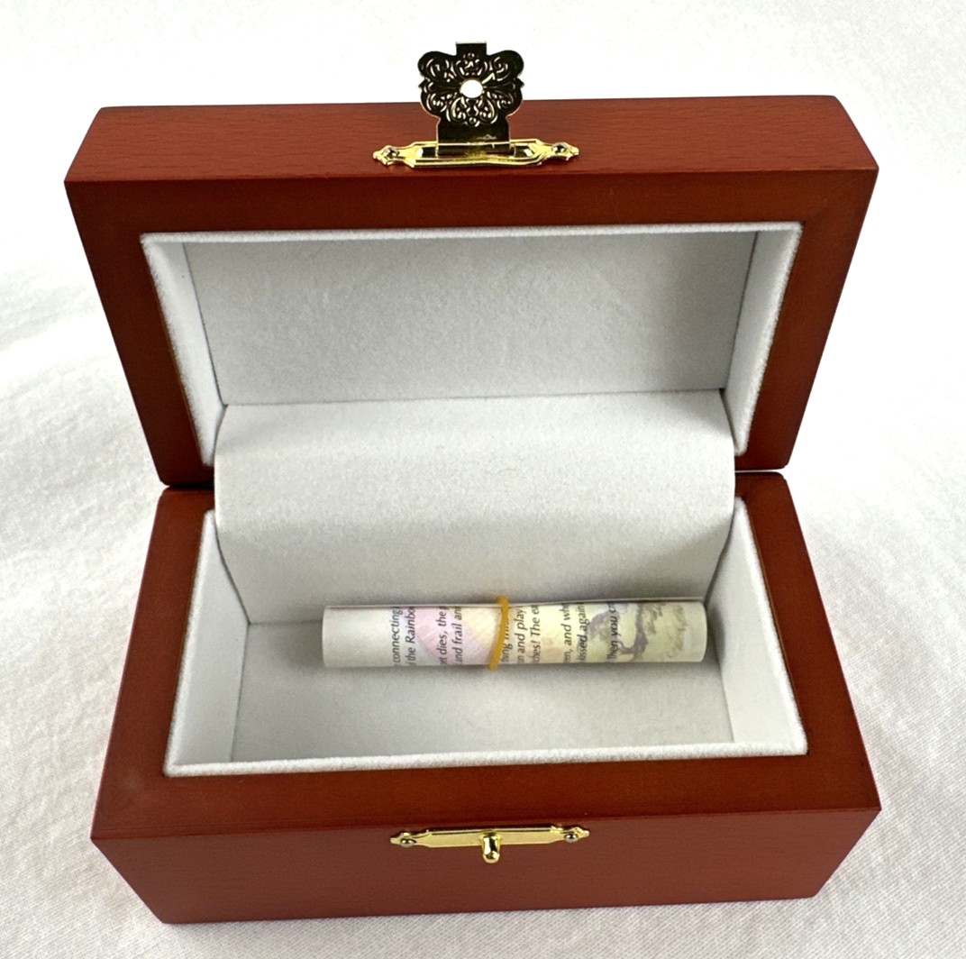 Rainbow Bridge Pet Loss Remembrance Urn Box w/Poem- Token Keepsake, Free Ship