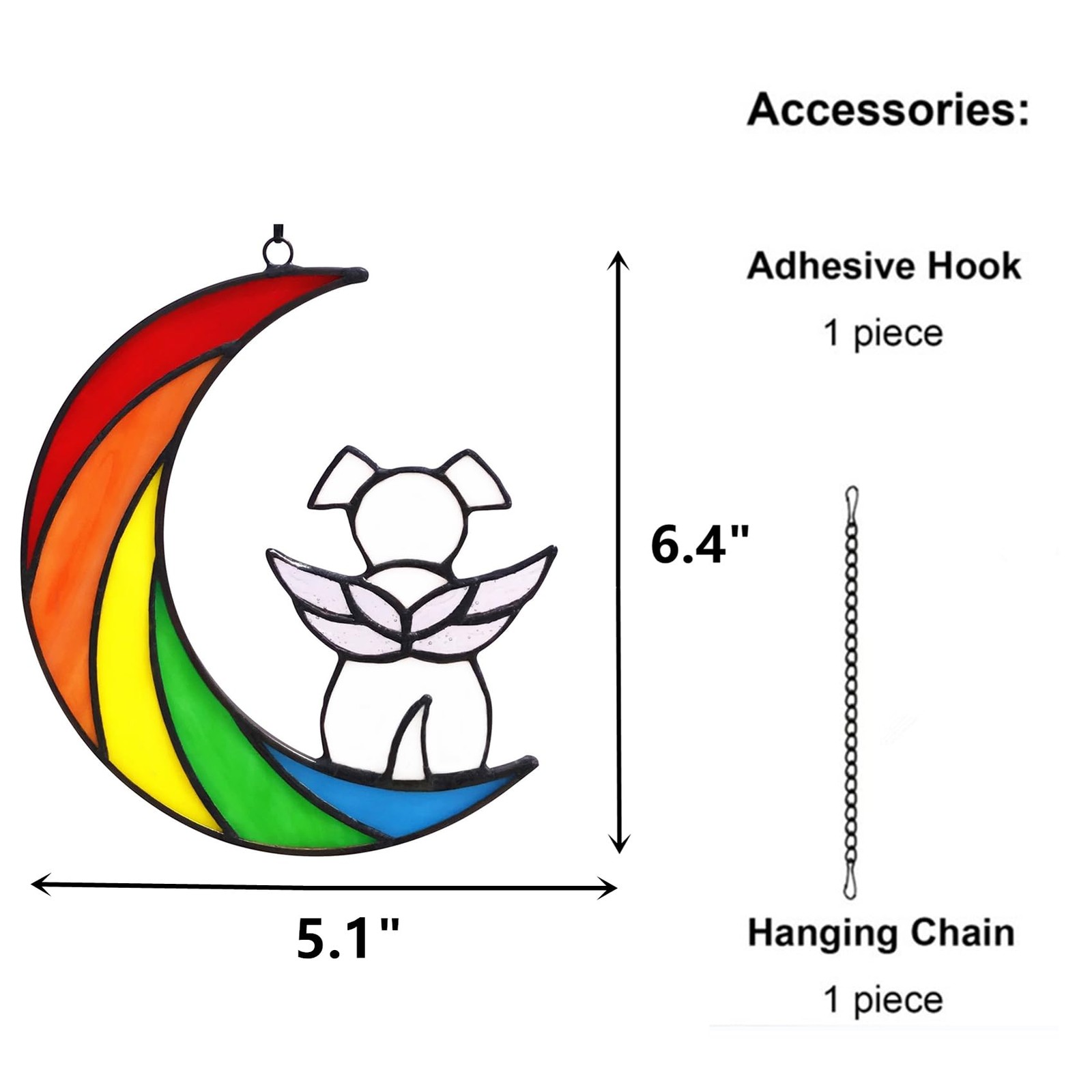 Lcensp Stained Glass Rainbow Bridge White Dog Memorial Gifts for Loss of Dog Sym
