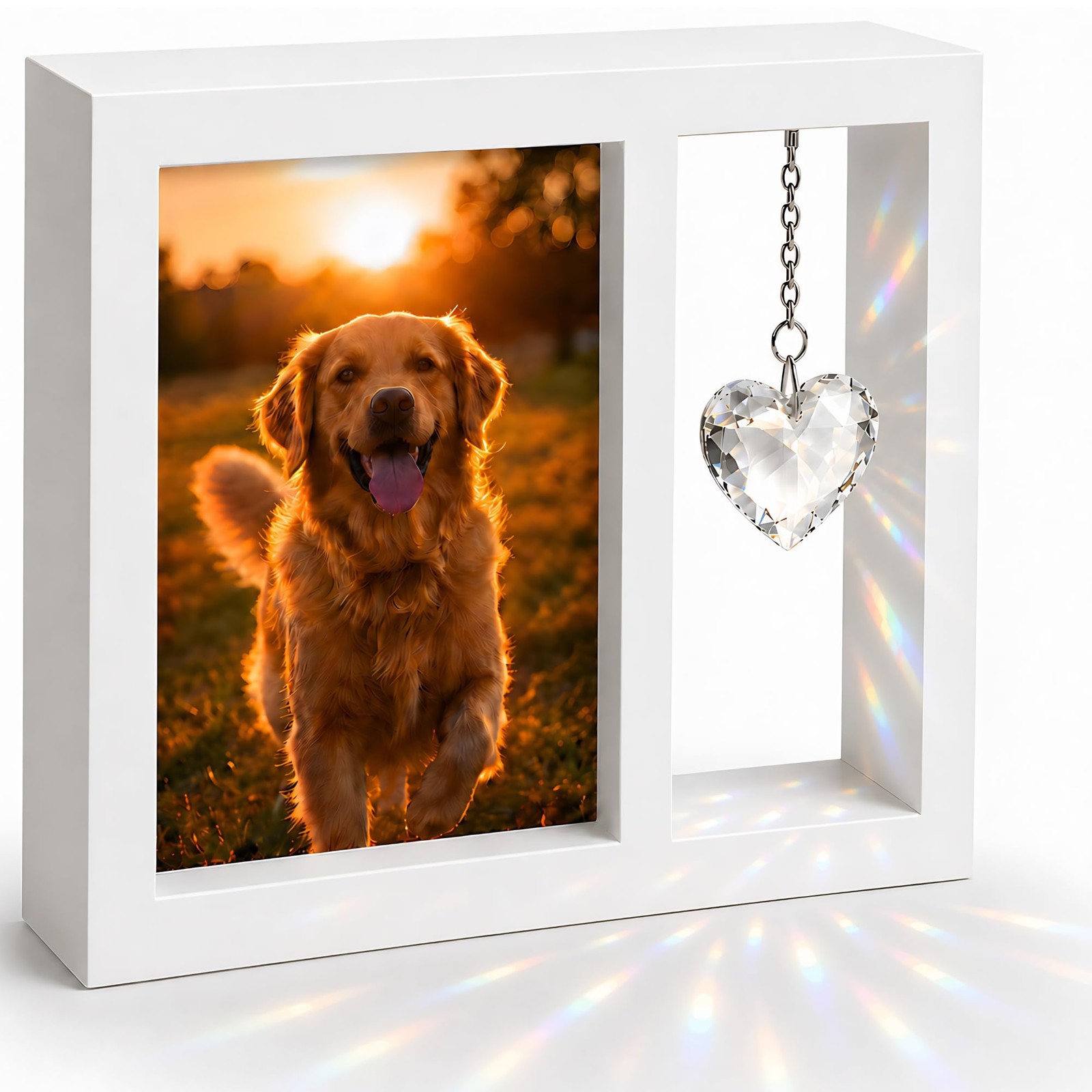 Dog Memorial Gifts for Loss of Dog: 4×6 Wooden Picture Frame with Crystal Hea…