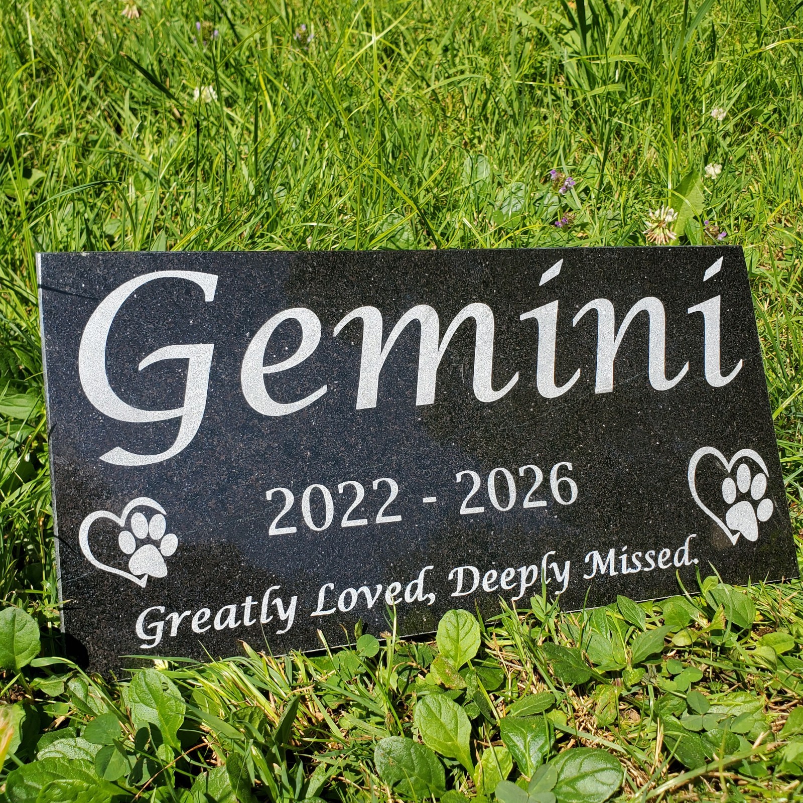 Grave Marker Headstone Garden Pet Loss Memorial Burial Stone Granite Plaque t26