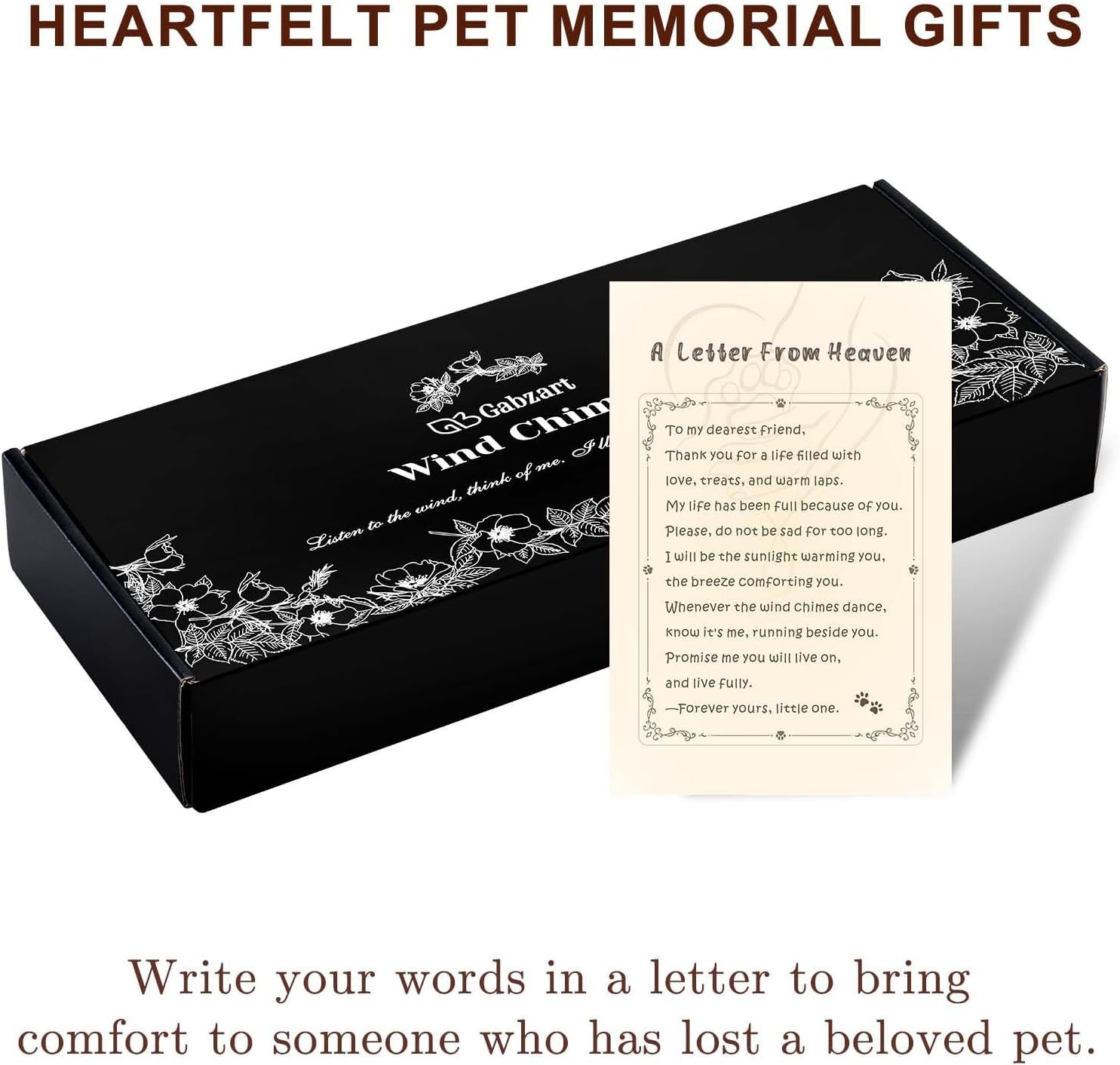 Dog Memorial Gifts for Loss of Dog, 32″ Pet Memorial Vintage Wind Chimes with Em