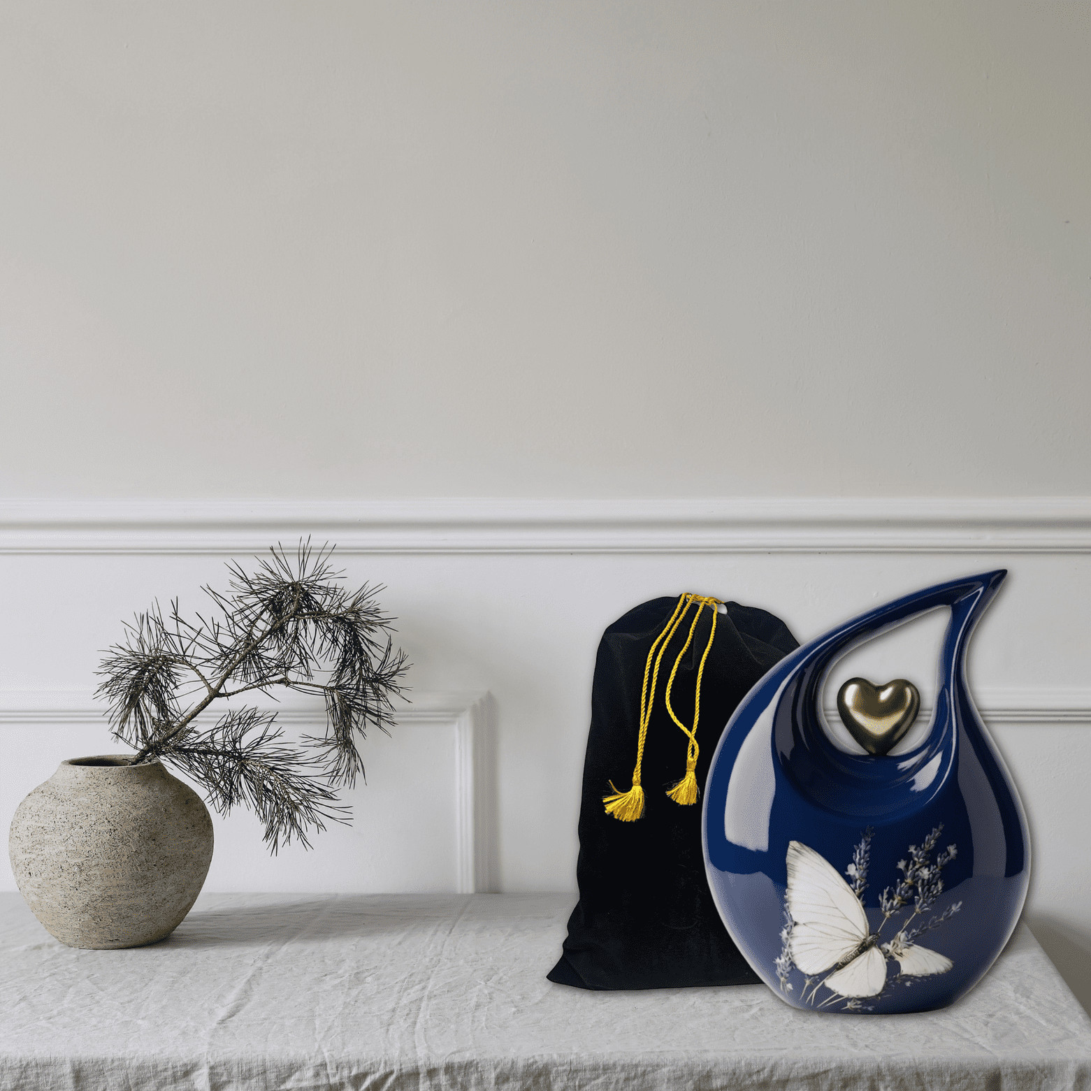Blue Teardrop Cremation Urn Adult Human Ashes 200 Cu In Memorial Love Ones Earns