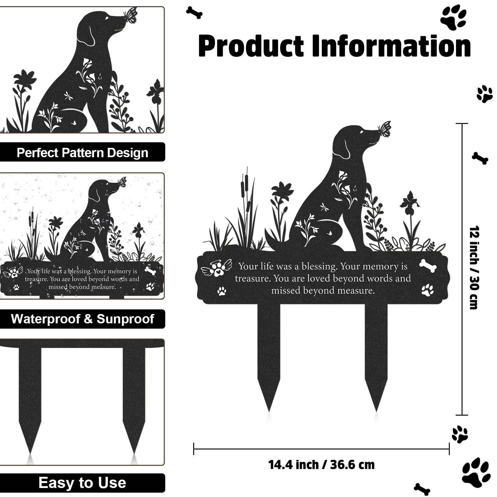 Grave Markers for Cemetery for Dog, Metal Grave Markers Yard Memorial Pet Dog…