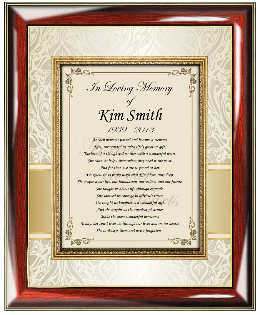 Memorial Sympathy Poetry Frame
