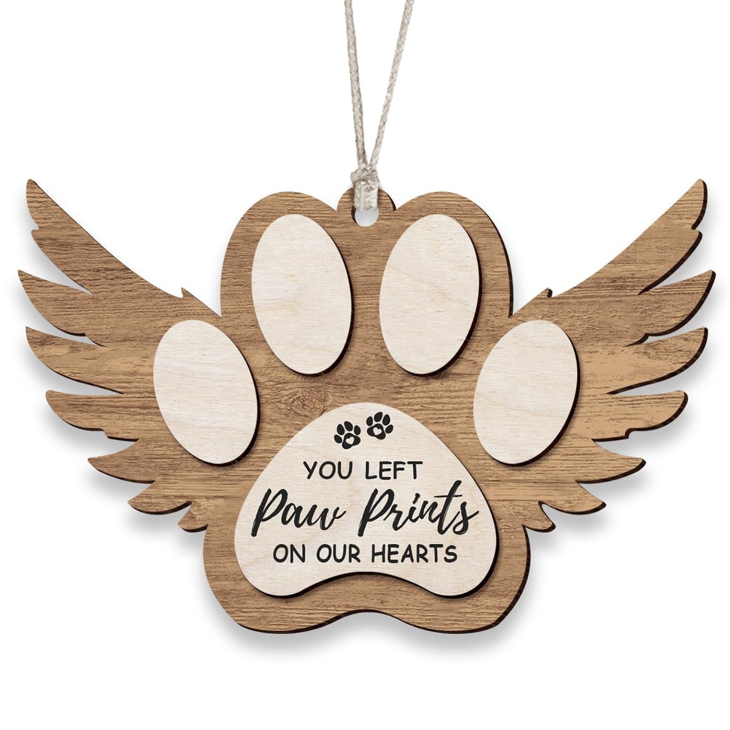 Angel Wings Paw Print Christmas Ornament – Pet Memorial Ornament for Dogs,