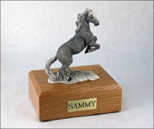 Horse Mustang Gray Figurine Funeral Cremation Urn Avail. 3 Diff Colors & 4 Sizes