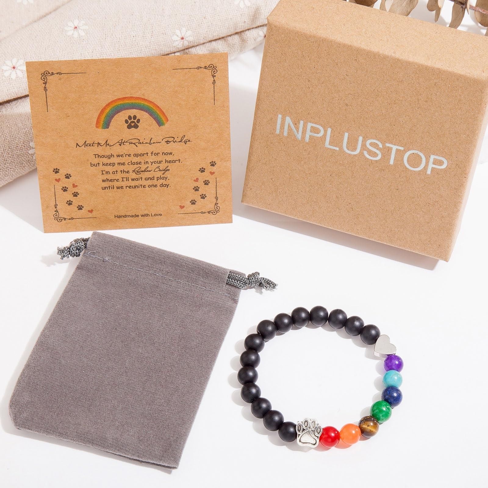 Pet Memorial Bracelet – Rainbow Bridge Memorial for Women & Men, Sympathy Gif…