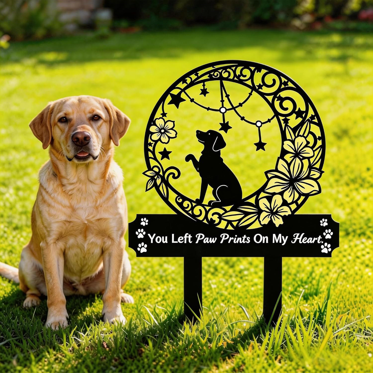 Dog Grave Marker Memorial,Metal Pet Grave Decorations for Cemetery,Dog