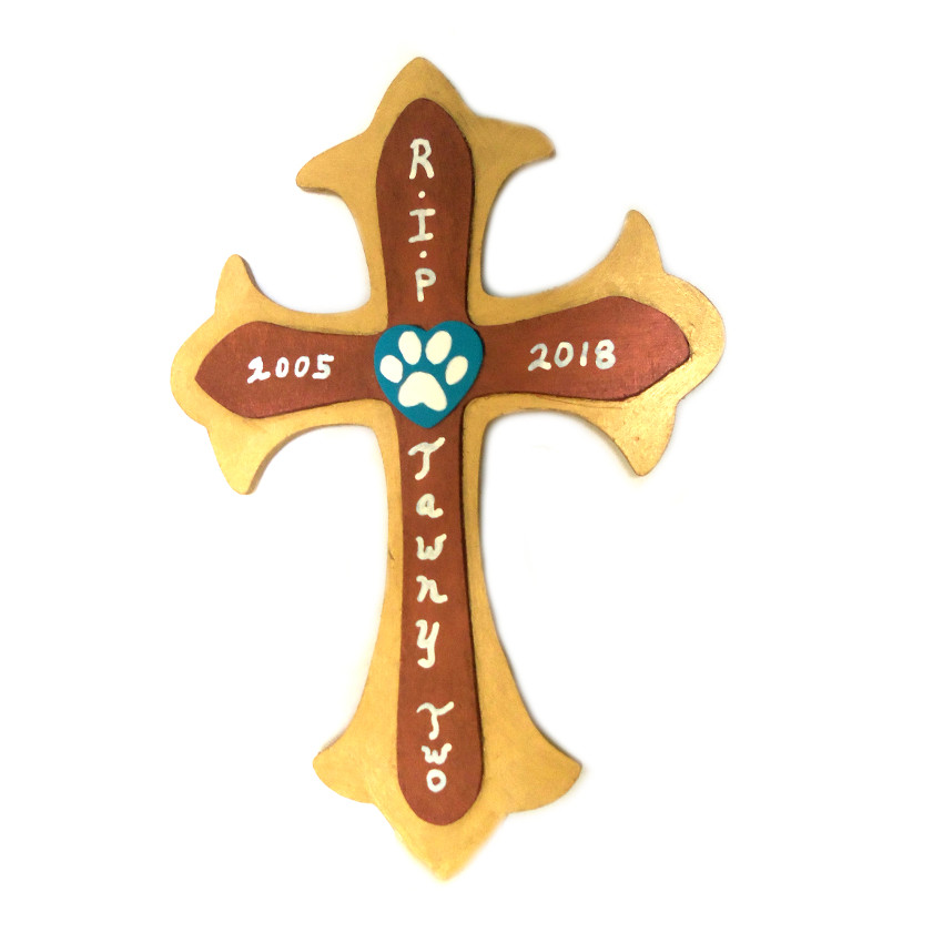 Custom Pet Memorial Grave Marker *LeFleur Wood Cross* Personalized Handmade USA