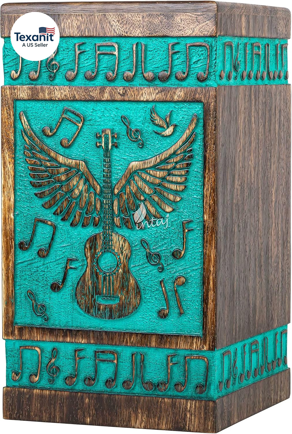 Rosewood Urn for Ashes – Guitar Wings Wooden Box for Human, Pet Ashes Hand-Craft