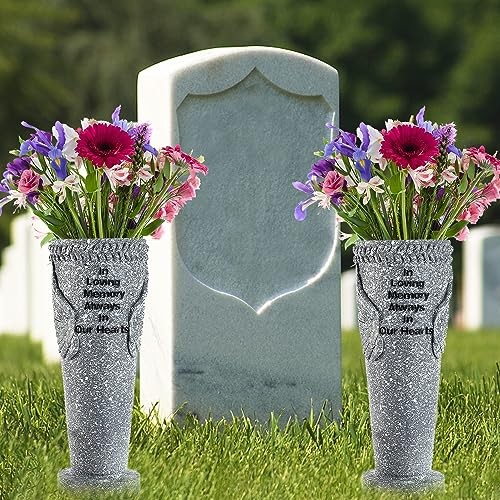 Cemetery Grave Flower Vase, Angel Wings Vase with Ground Spikes for 2 Pack