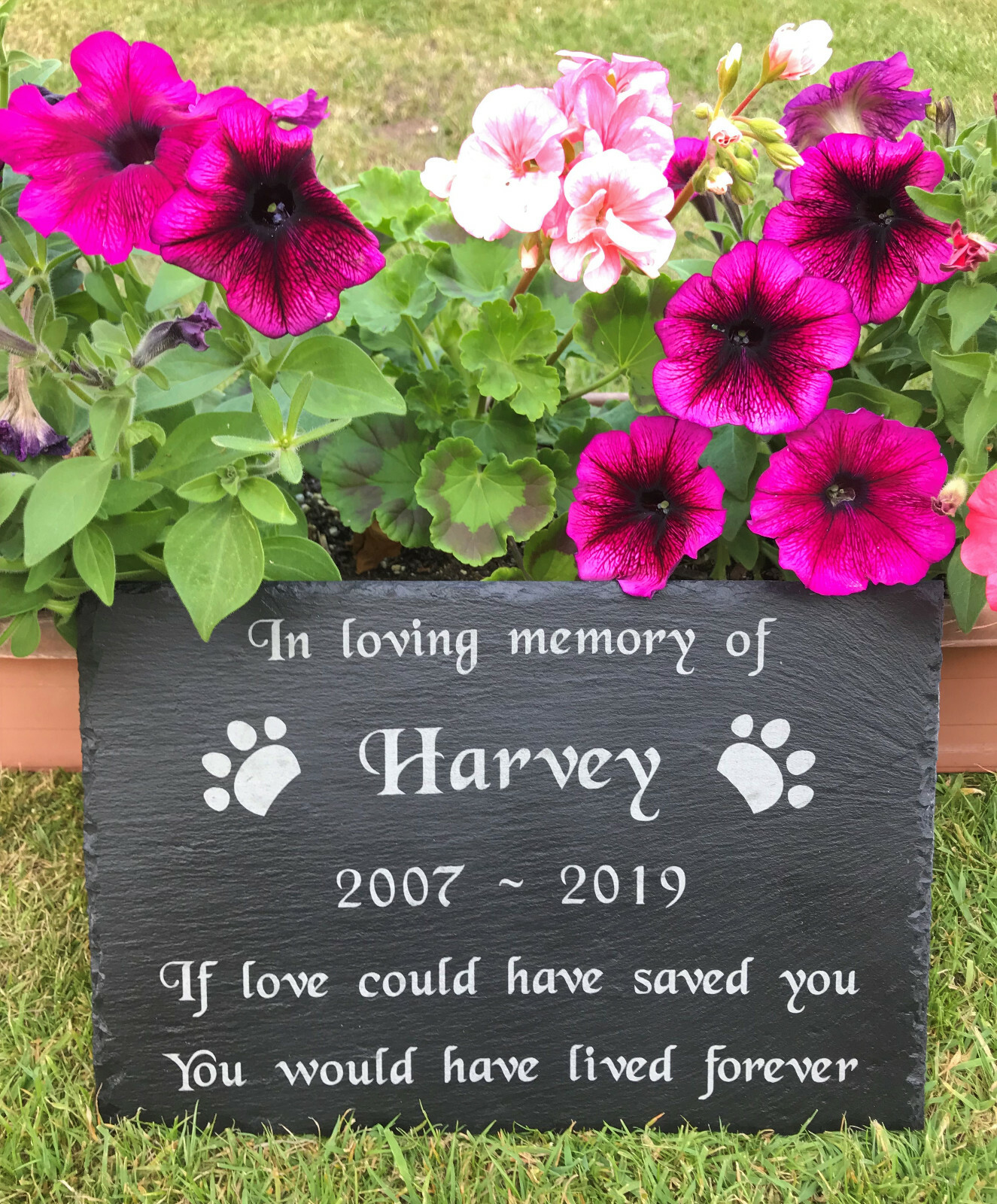 12 x 8″ Engraved Pet Memorial Large Slate Headstone Grave Marker Plaque Cat Dog