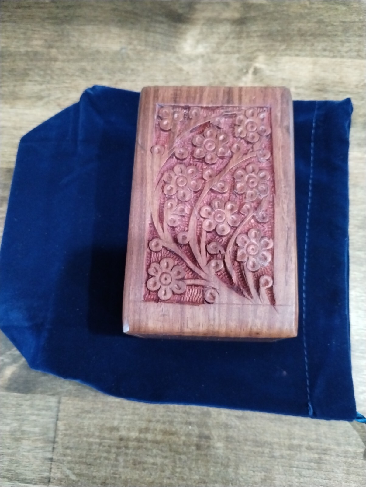 Tree of Life Hand Carved wood Animal Urn Box Small Wood Carved Box trinket box