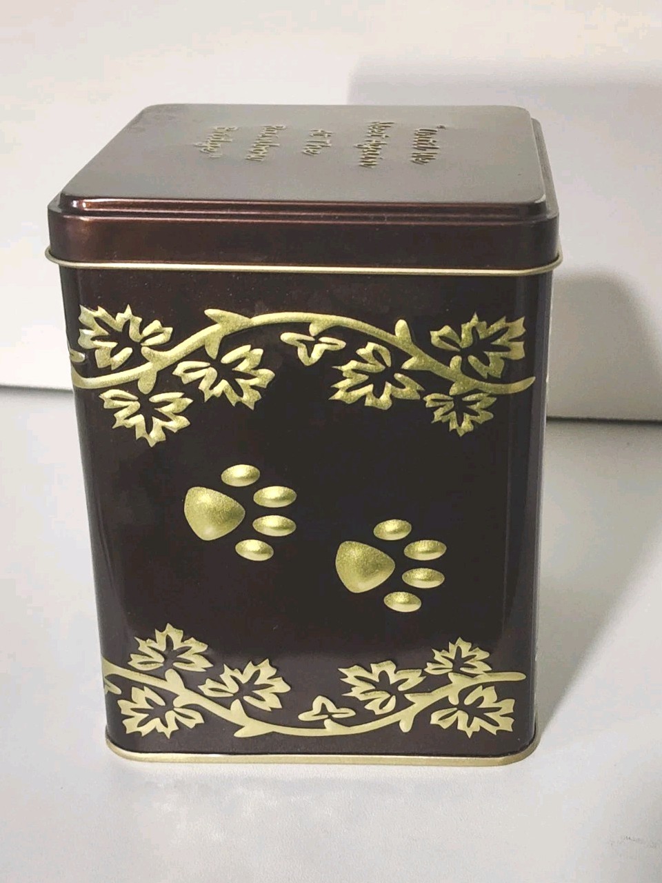 PET – METAL CREMATION MEMORIAL URN “UNTIL WE MEET AGAIN” PAW PRINT TIN