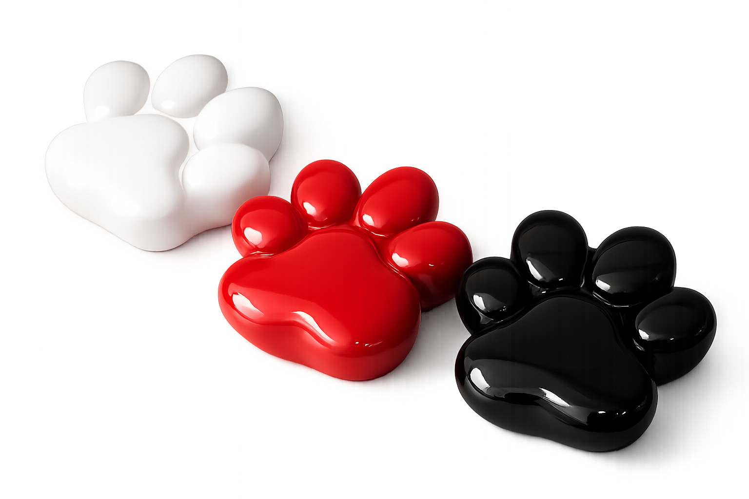 Paw Print Pet Ashes Urn – Glossy Ceramic Memorial Keepsake – Black/Red/White