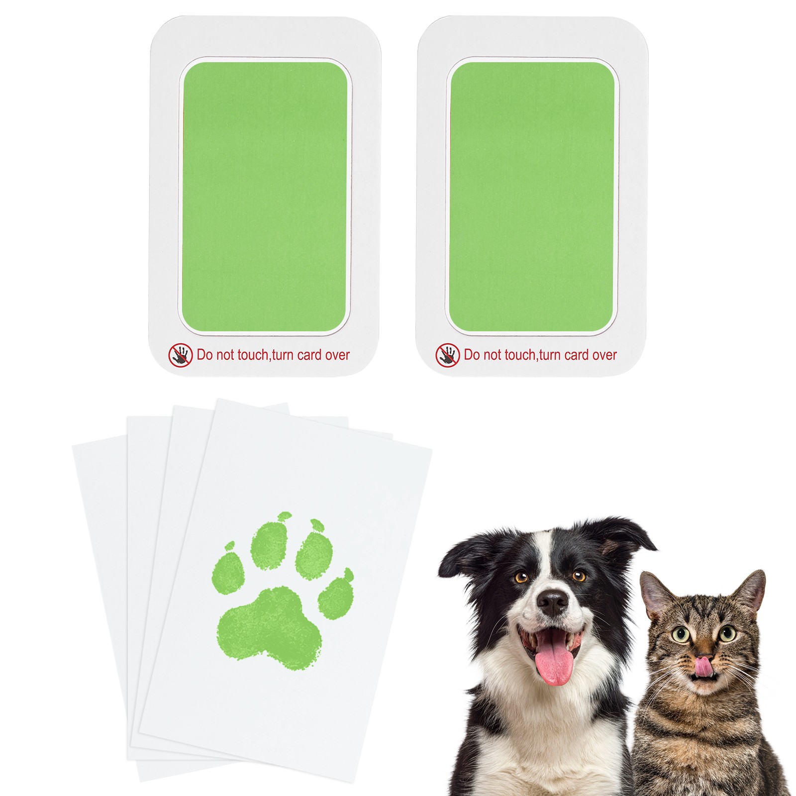 Pet Paw Print Kit, 5.7″X4.1″ Paw Print Impression, (Light Green, 2 Set)