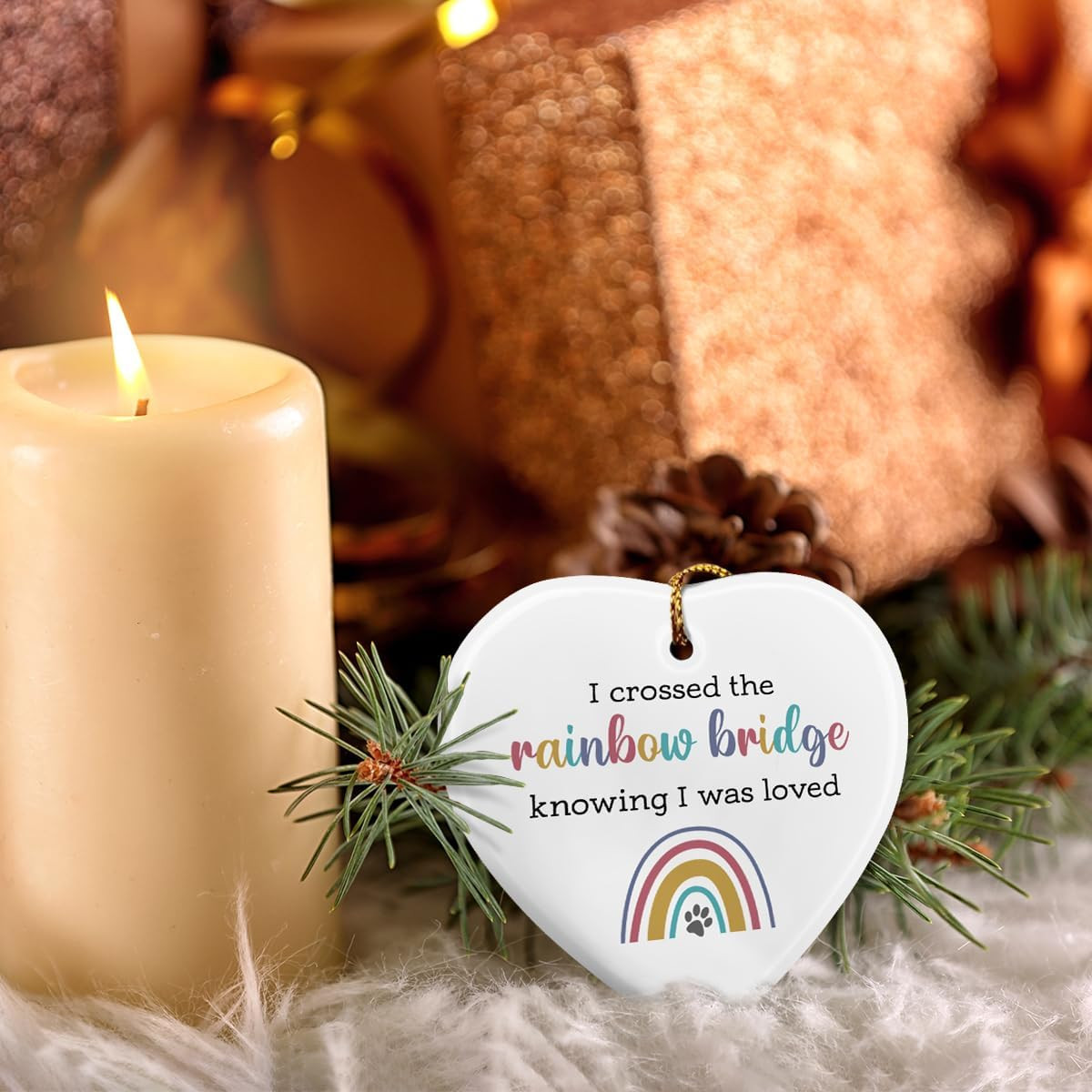 Rainbow Bridge Pet Memorial Ornaments, Cat/Dog Memorial Gifts for Loss of Dog –
